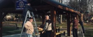 Read more about the article Installing Christmas lights On pavilion